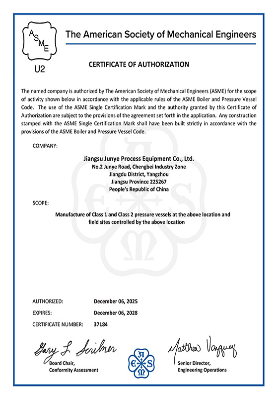ASME-U and U2 Certificates